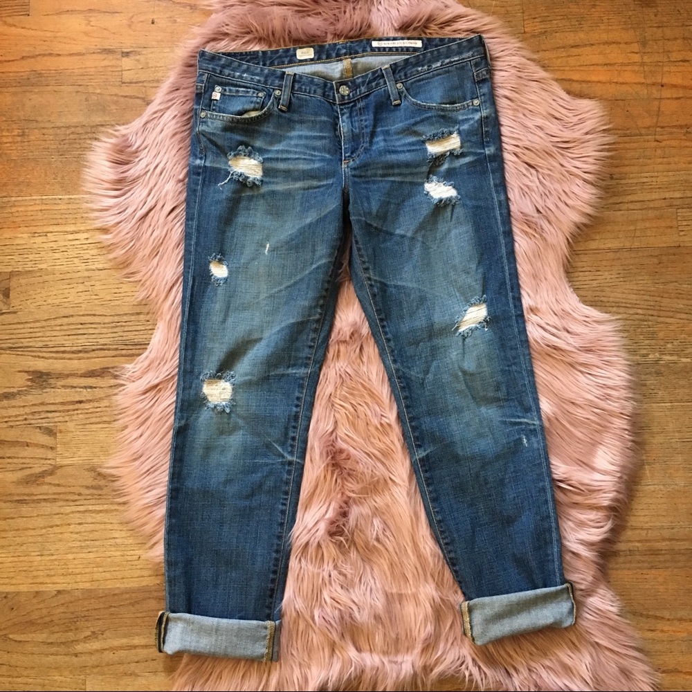 AG Distressed Stilt Cigarette Leg Jeans size 32